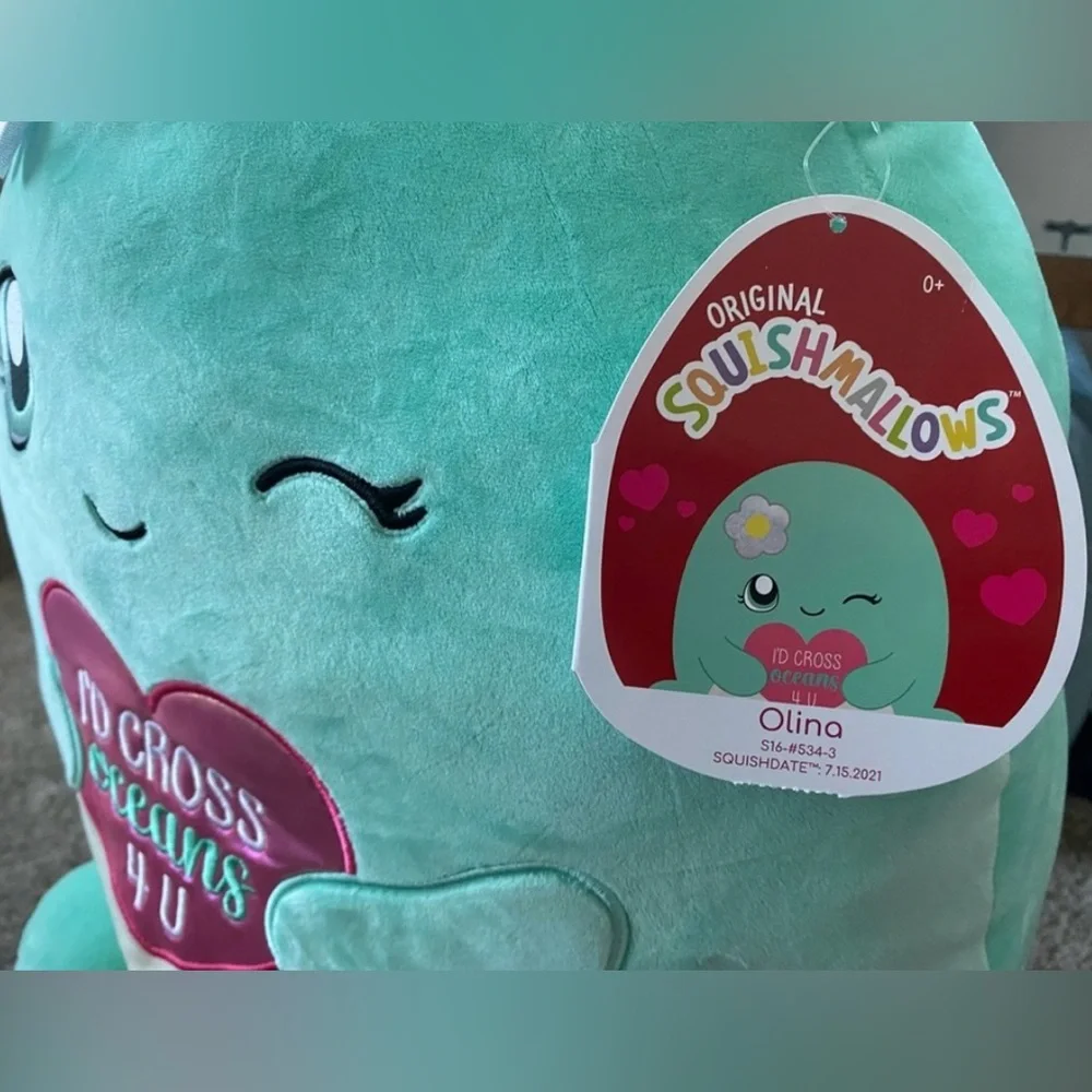 •NWT•Squishmallows Official Kellytoy Valentines Squad ‘22- Olina the Octopus 16”